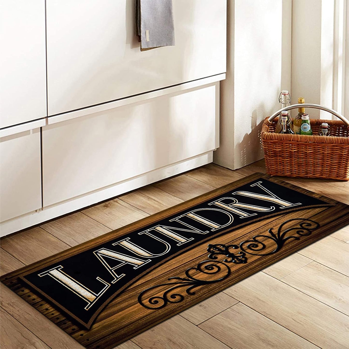 Laundry Room Rug Runner  Non Slip Waterproof Rubber Backing Laundry Mat