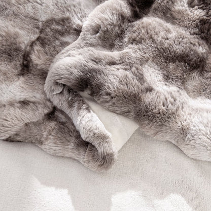 HEBE Faux Fur Throw Blanket for Couch, Cozy Soft Plush Thick Fuzzy Comfy Bubble Blanket and Fuzzy Plush Rabbit Fur Blanket for Sofa Bedroom Living Room