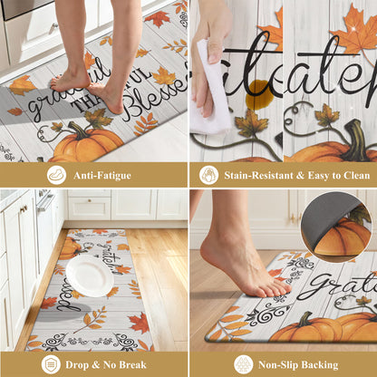 HEBE 2-Piece Kitchen Rugs Set, Non-Slip Waterproof Farmhouse Floor Mats ﻿