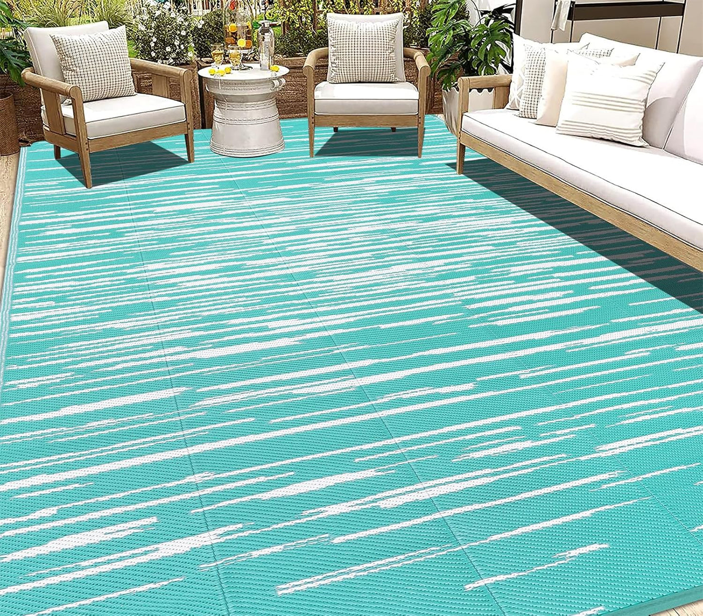 HEBE Outdoor Rug for Patios Clearance Waterproof Patio Mat Plastic Straw Rug Reversible RV Camping Tent Rug Outside Indoor Outdoor Area Rugs for RV,Deck,Beach,Balcony,Camper