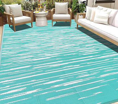 HEBE Outdoor Rug for Patios Clearance Waterproof Patio Mat Plastic Straw Rug Reversible RV Camping Tent Rug Outside Indoor Outdoor Area Rugs for RV,Deck,Beach,Balcony,Camper