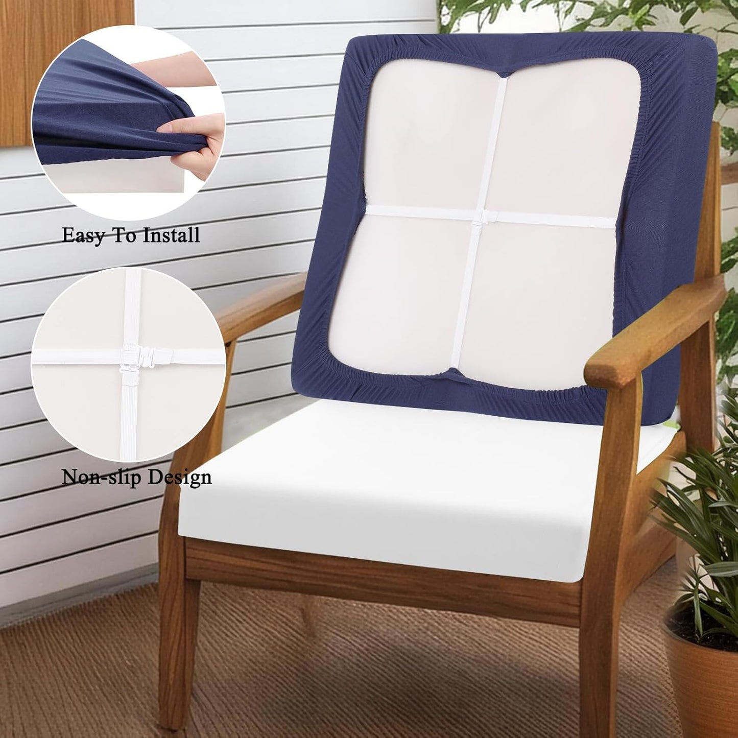 HEBE Stretch Patio Cushion Covers Set 12pcs,Waterproof Outdoor Couch Covers Replacement