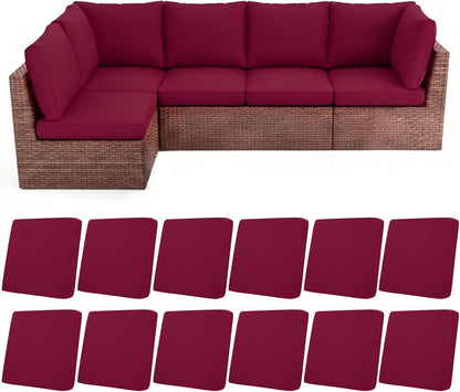 HEBE Stretch Patio Cushion Covers Set 12pcs,Waterproof Outdoor Couch Covers Replacement