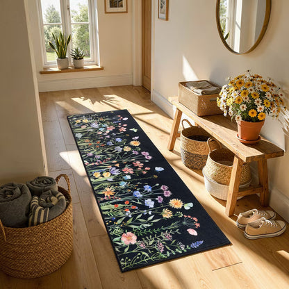 HEBE Floral Non-Slip Kitchen Rugs Set of 2,Washable Kitchen Mat Farmhouse Kitchen Floor Mats Runner for Home Sink Entrance Laundry Hallway,20"x32"+20"x47"