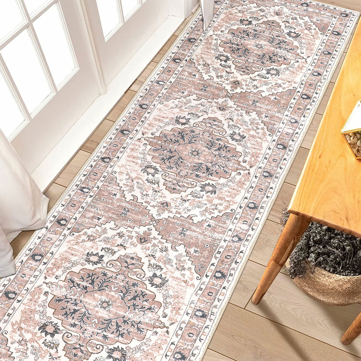 HEBE Boho Runner Rug Non Slip Washable Runner Rug for Hallway Fluffy Kitchen Rugs Laundry Room Rug Floor Carpet Runners for Hallway, Bedroom, Entryway