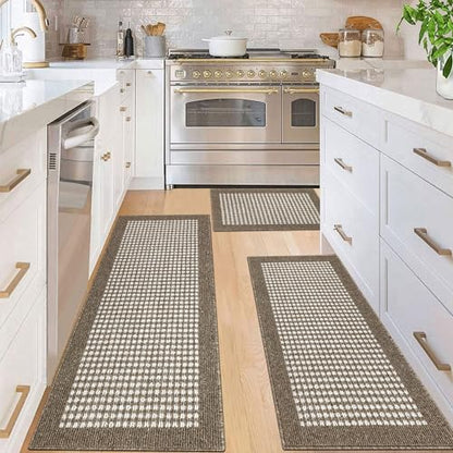 Kitchen Mat Sets 2/3 Piece Water Absorbent Kitchen Floor Rugs Non Slip Entrance Runner Rugs Farmhouse Laundry Throw mats Machine Washable Carpet Sets for Indoormat Balcony Garage