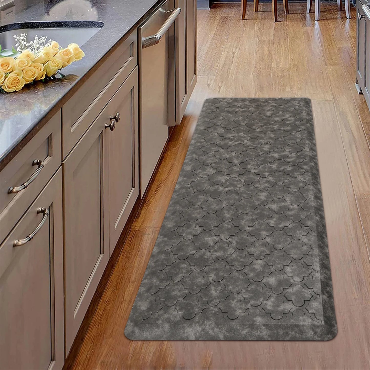 HEBE Anti Fatigue Kitchen Mat 2 Set, 20" x 30"+20"x 60", Thick 0.5 inch Non Slip Waterproof Kitchen Rugs and Mats