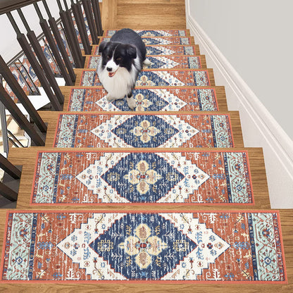 HEBE Carpet Stair Treads for Wooden Steps Indoor 15 Pack Non Slip Stair Step Treads