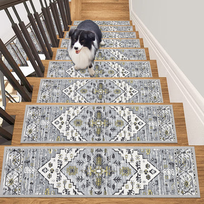 HEBE Carpet Stair Treads for Wooden Steps Indoor 15 Pack Non Slip Stair Step Treads