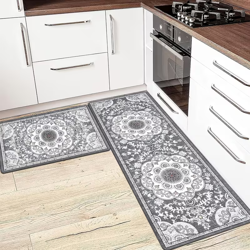 Boho Kitchen Rugs Sets 2/3 Piece with Runner Non Slip Kitchen Mats for Floor Washable Bohemian Runner Rug Set of