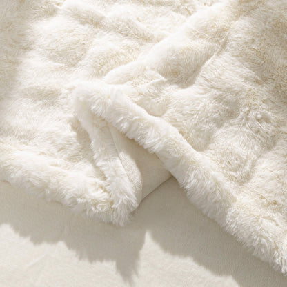 Fleece Throw Blanket for Couch - 550GSM Soft & Warm Fluffy Bubble Faux Rabbit Blanket, Decorative and Giftable Striped Blankets for Couch, Sofa, Bed