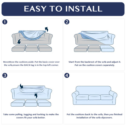 4 Pieces TPU Waterproof Couch Covers for 3 Cushion Sofa Slipcovers