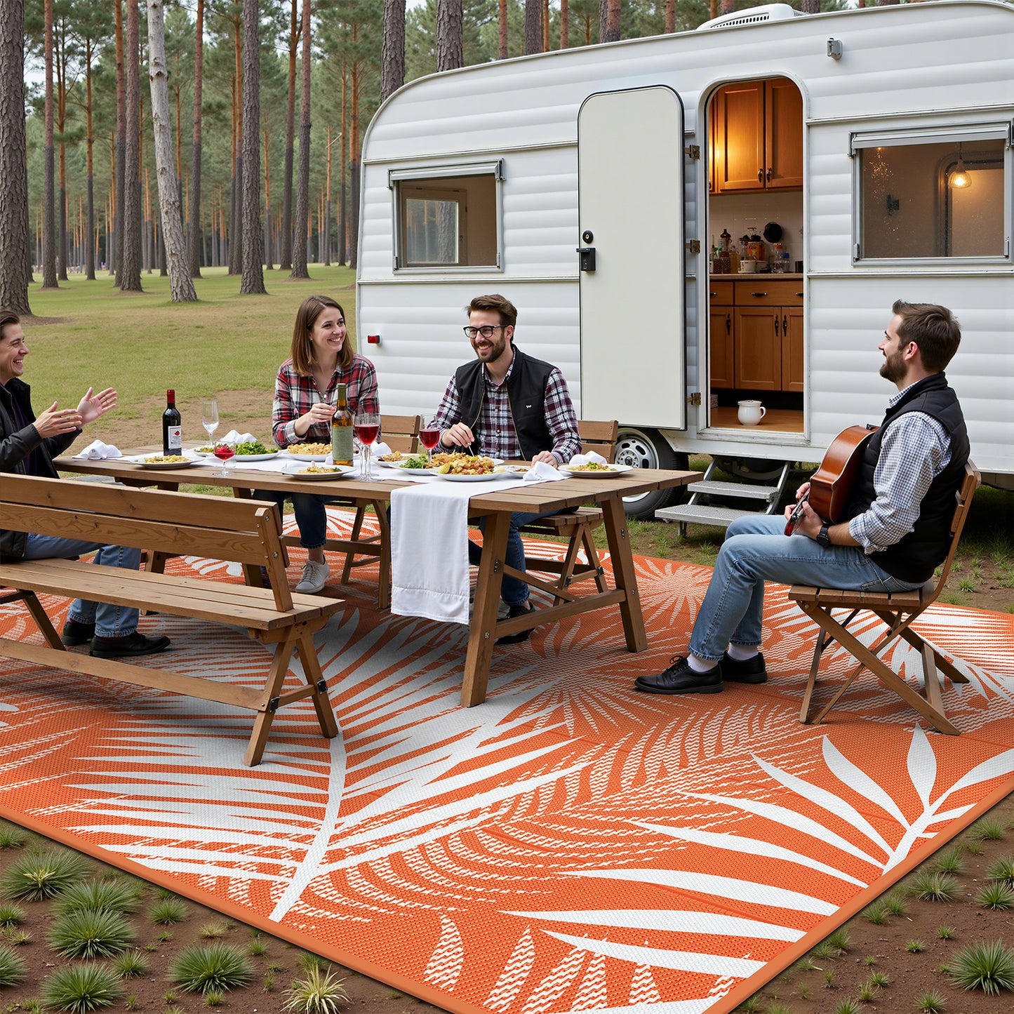 Outdoor Rug for Patio Reversible Plastic Straw Patio Camping Rug