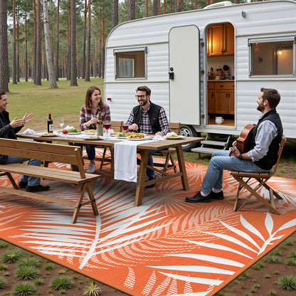 Outdoor Rug for Patio Reversible Plastic Straw Patio Camping Rug