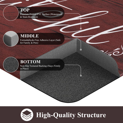 HEBE 2-Piece Kitchen Rugs Set, Non-Slip Waterproof Farmhouse Floor Mats ﻿