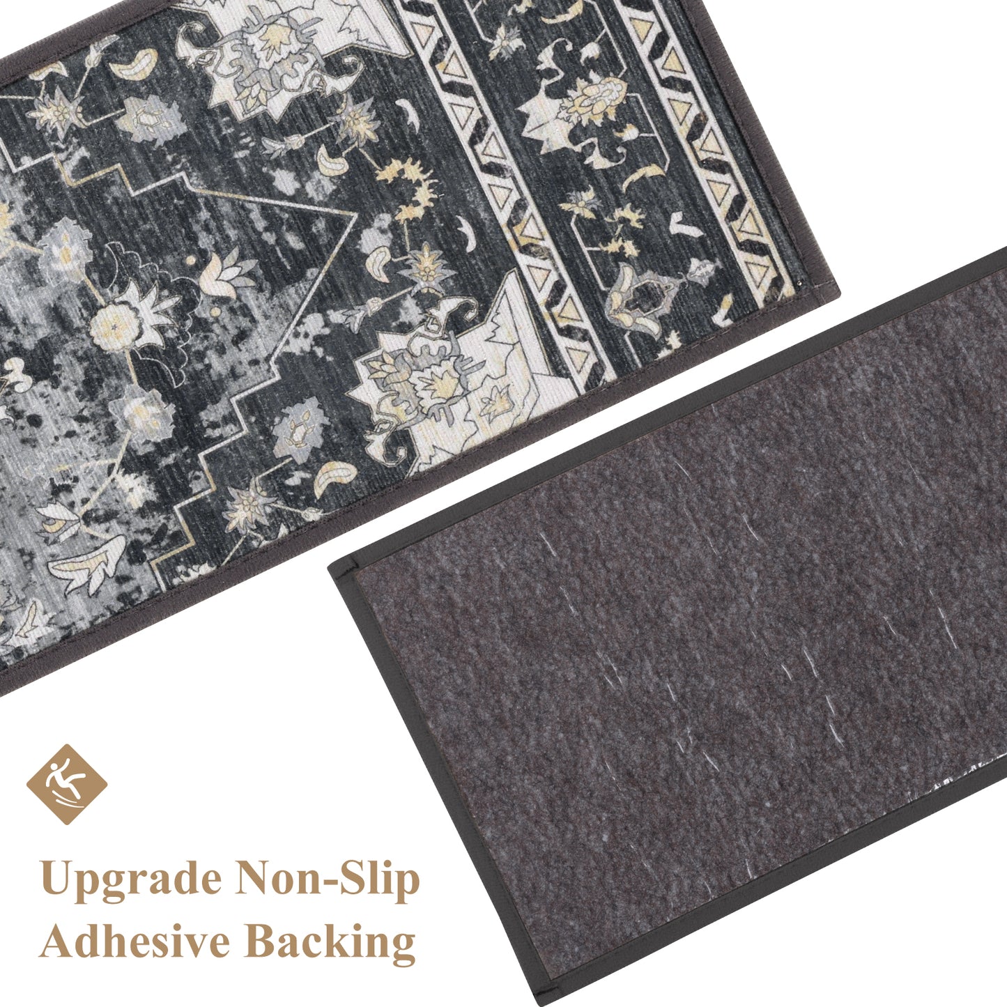 HEBE Carpet Stair Treads for Wooden Steps Indoor 15 Pack 8" X 30" Non Slip Self Adhesive Stairway Carpet Reusable Staircase Step Treads Edging Stair Rugs Runner for Kids and Pets