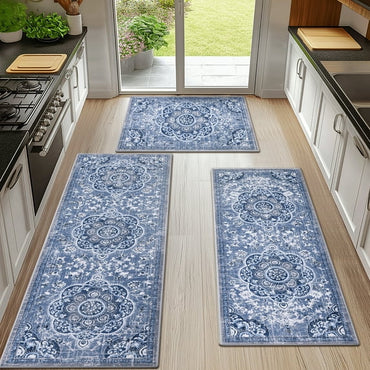 Boho Kitchen Rugs Sets 2/3 Piece with Runner Non Slip Kitchen Mats for Floor Washable Bohemian Runner Rug Set of