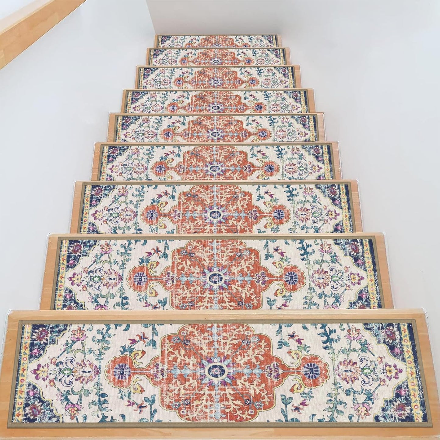 Carpet Stair Treads for Wooden Steps Indoor 8" X 30" Peel and Stick Stair Treads Non Slip Staircase Step Treads Reusable Stair Runner Rugs for Dogs, Kids and Elders