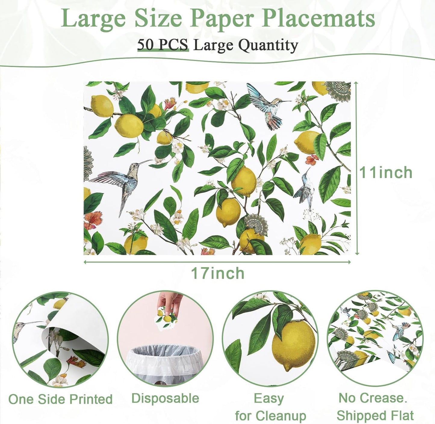 50 pcs Paper Placemats Disposable Paper Place Mats
