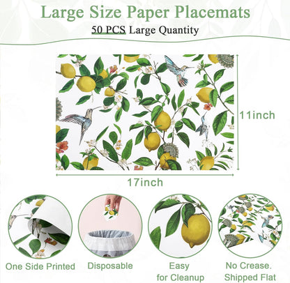 50 pcs Paper Placemats Disposable Paper Place Mats