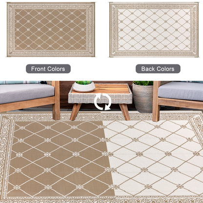 Outdoor Rugs Loomed Rectangular Classic Trellis Waterproof Quick Dry Patio Mats
