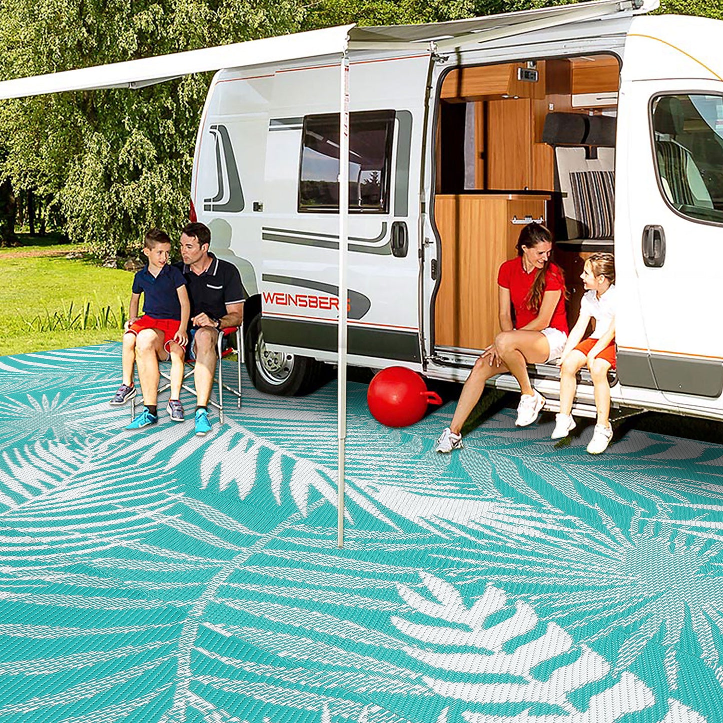 Outdoor Rug for Patio Reversible Plastic Straw Patio Camping Rug