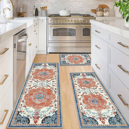 Boho Kitchen Rugs Sets 2/3 Piece with Runner Non Slip Kitchen Mats for Floor Washable Bohemian Runner Rug Set of