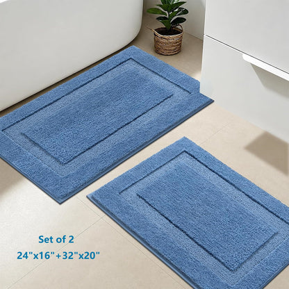 Bathroom Rugs Sets 2 Pieces Absorbent Non Slip Washable Shaggy Bath Mats Solid