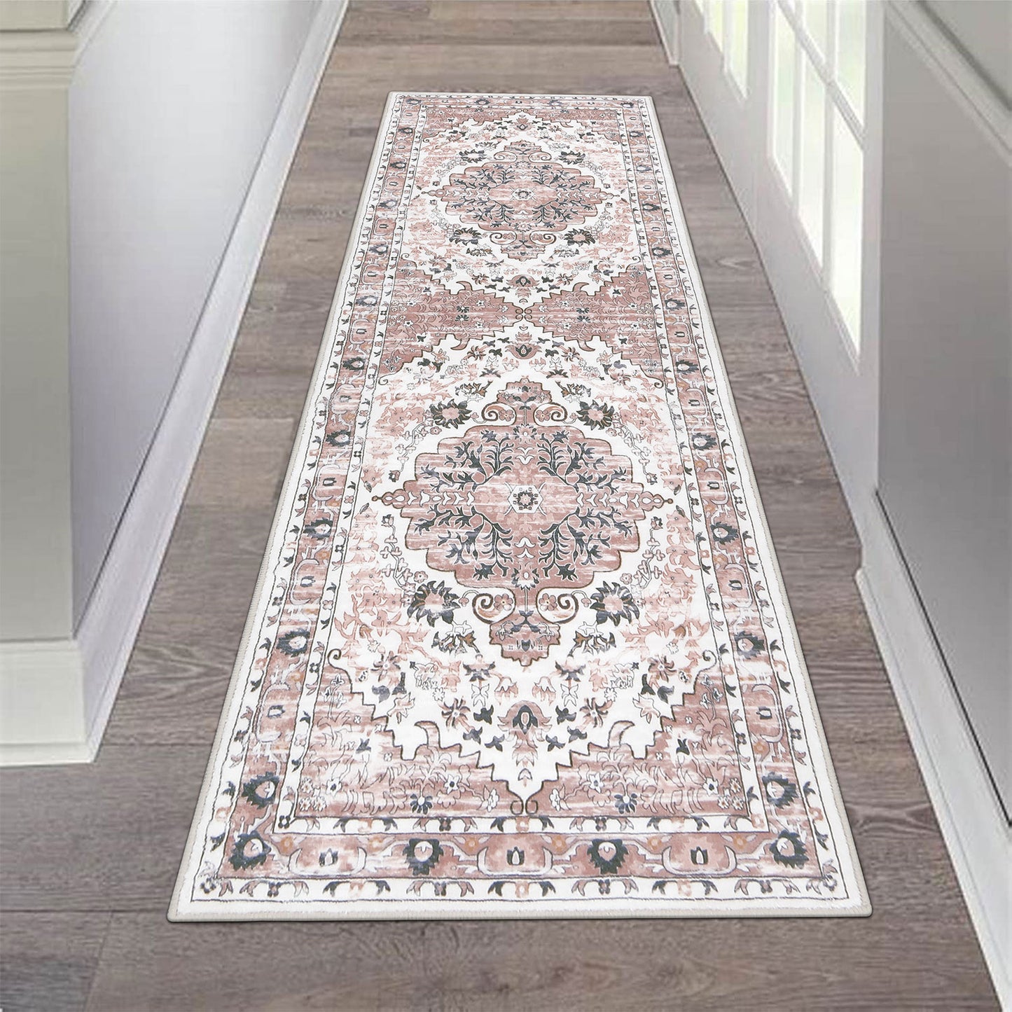 HEBE Boho Runner Rug Non Slip Washable Runner Rug for Hallway Fluffy Kitchen Rugs Laundry Room Rug Floor Carpet Runners for Hallway, Bedroom, Entryway