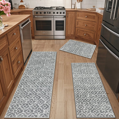 HEBE Kitchen Rug Set 3 Piece, Non Slip Machine Washable Mats for Home Floor and Living Room