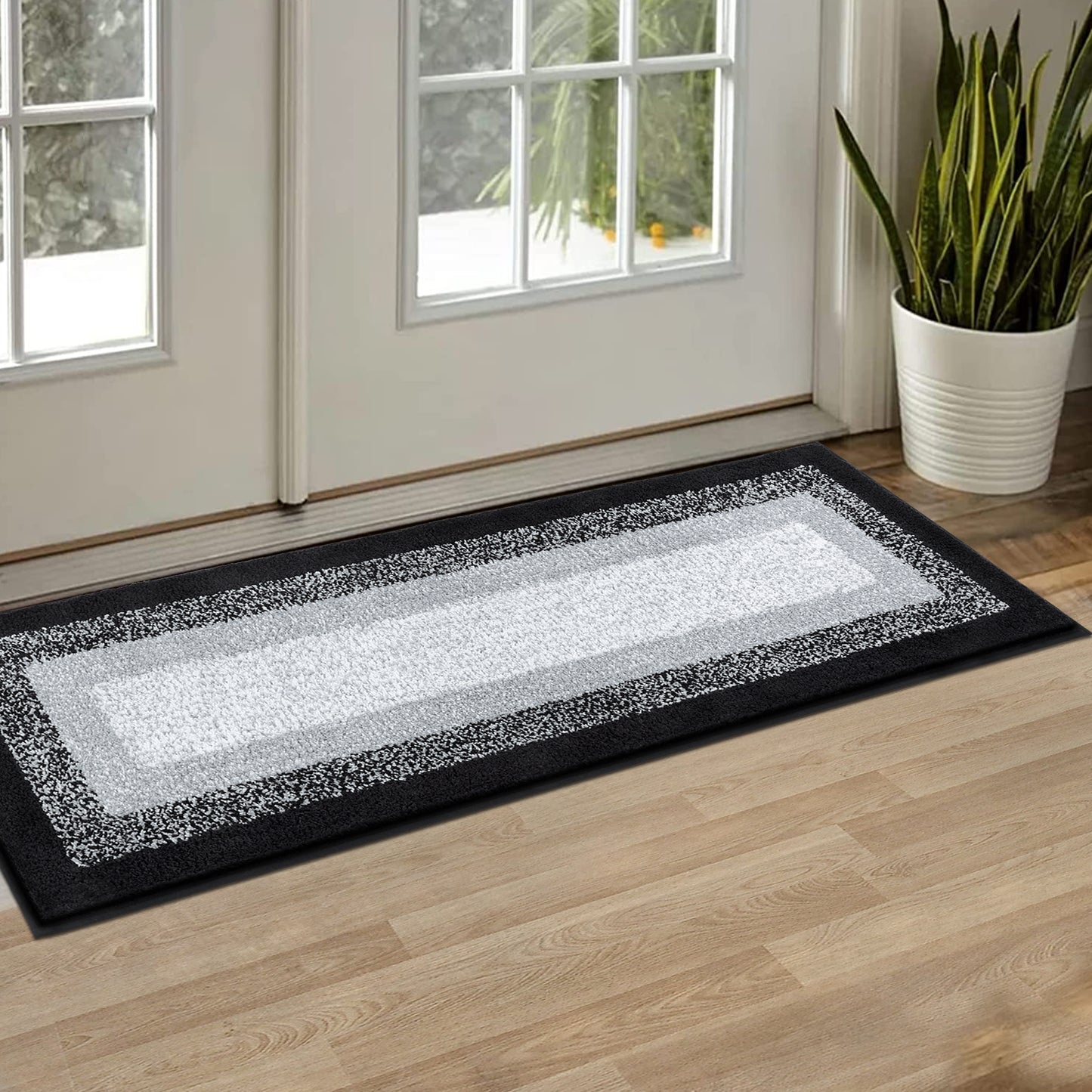 HEBE Bathroom Rug Set 2 Piece, Non-Slip Plush Shaggy Bath Mat, Soft Shaggy Absorbent Microfiber Bath Rugs Machine Washable Bath Mat with U-Shaped Toilet Mat for Bathroom