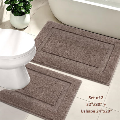 Bathroom Rugs Sets 2 Pieces Absorbent Non Slip Washable Shaggy Bath Mats Solid