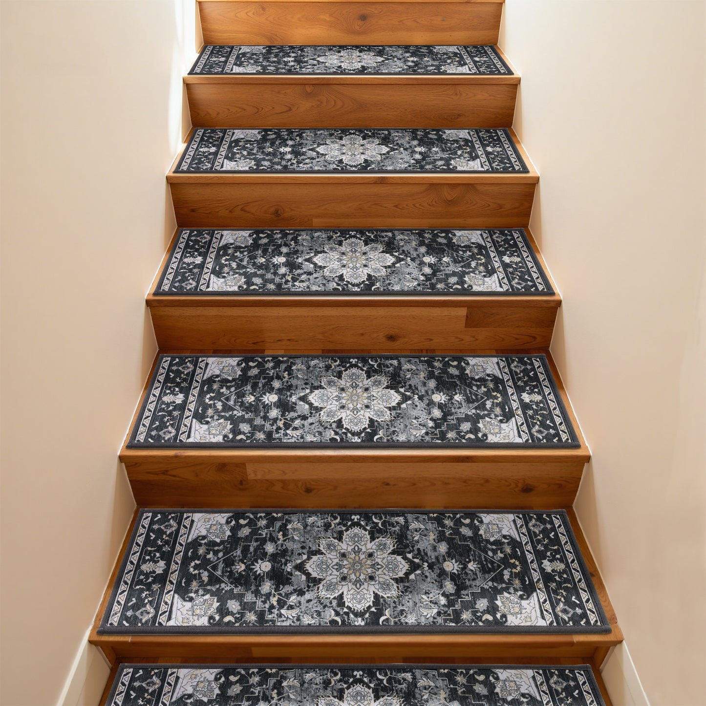 HEBE Carpet Stair Treads for Wooden Steps Indoor 15 Pack 8" X 30" Non Slip Self Adhesive Stairway Carpet Reusable Staircase Step Treads Edging Stair Rugs Runner for Kids and Pets