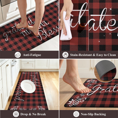 HEBE 2-Piece Kitchen Rugs Set, Non-Slip Waterproof Farmhouse Floor Mats ﻿