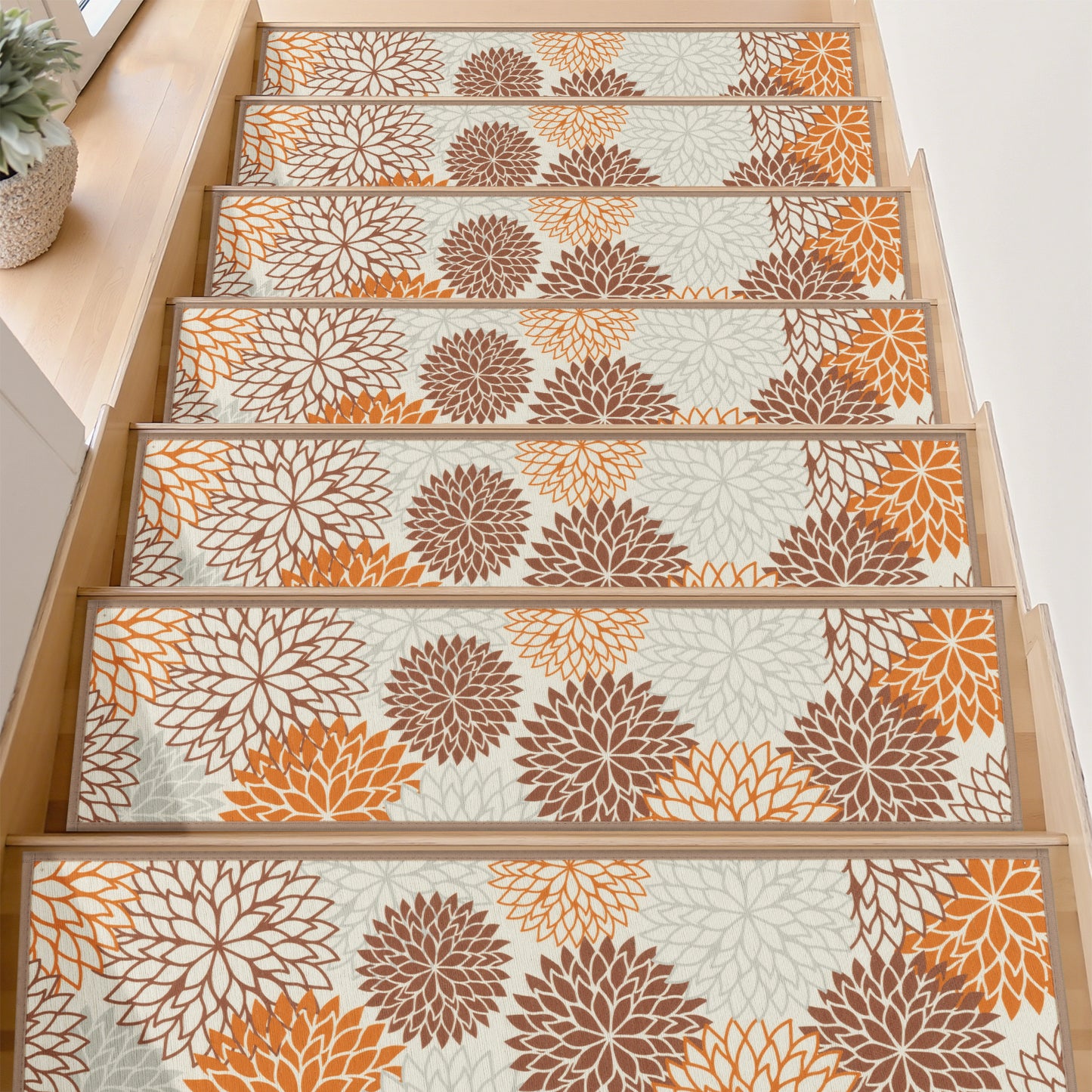 HEBE Stair Treads for Wooden Steps Indoor, 15 Pack 8" X 30" Stair Treads Non Slip with Reusable Adhesive Backing, Non-Skid Carpet Stair Runners for Kids Elders and Pets