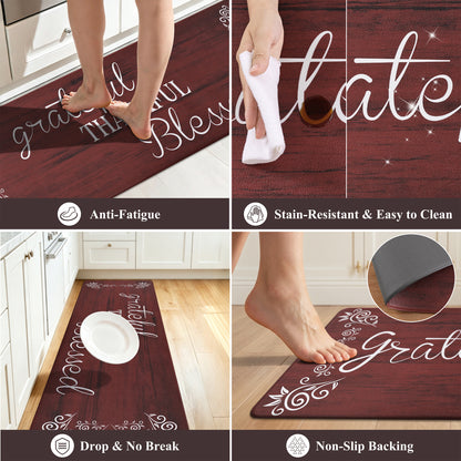HEBE 2-Piece Kitchen Rugs Set, Non-Slip Waterproof Farmhouse Floor Mats ﻿