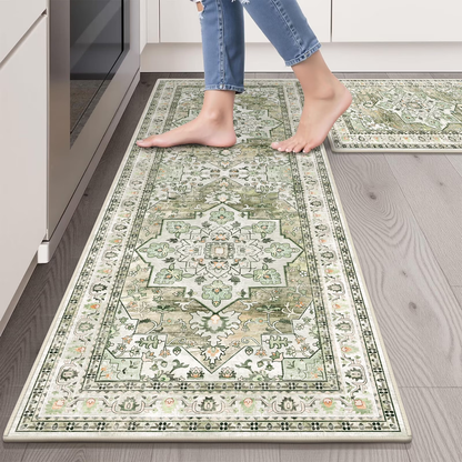 HEBE 3pcs Kitchen Rugs Set,Washable Boho Farmhouse Kitchen Mats