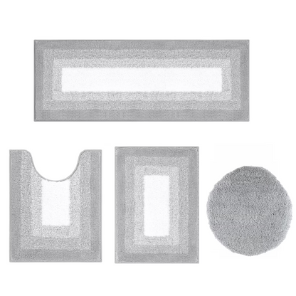 HEBE Microfiber Bathroom Rugs Sets 3 Piece, Non Slip Bath Rugs for Bathroom, Absorbent Plush Shaggy Bath Mat with U-Shaped Contour Toilet Mat Machine Washable