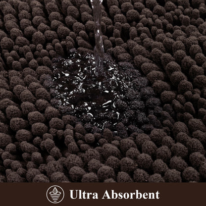 HEBE Ultra Soft Bathroom Rug Set 3 Pieces, Non Slip Thick Chenille Striped Bath Mat, Absorbent Plush Shaggy Bath Rugs for Bathroom