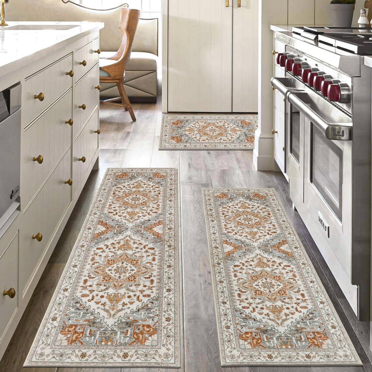 HEBE 3 Piece Non Slip Kitchen Rugs Set