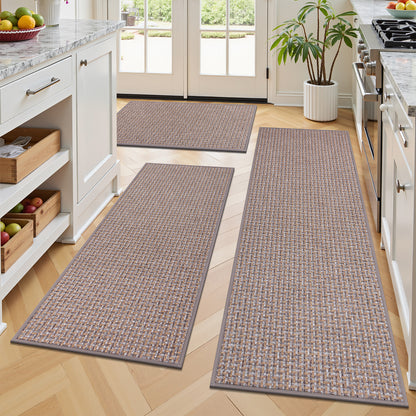 3 Piece Kitchen Rug Set Non-Slip Washable Weave Accent Floor Mats