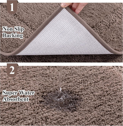 Bathroom Rugs Sets 2 Pieces Absorbent Non Slip Washable Shaggy Bath Mats Solid