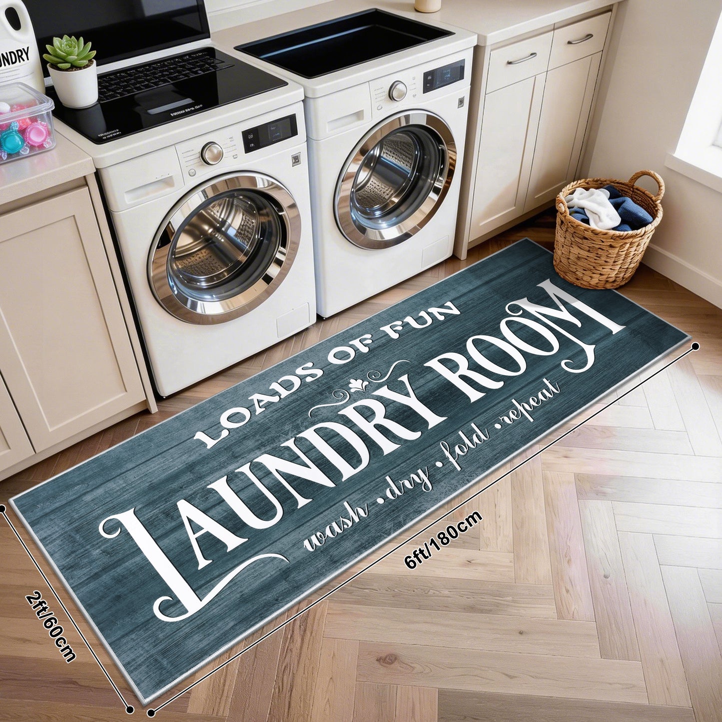Laundry Room Rug 2'x6' Farmhouse Washable Non Slip Pet Friendly Laundry Floor Mat