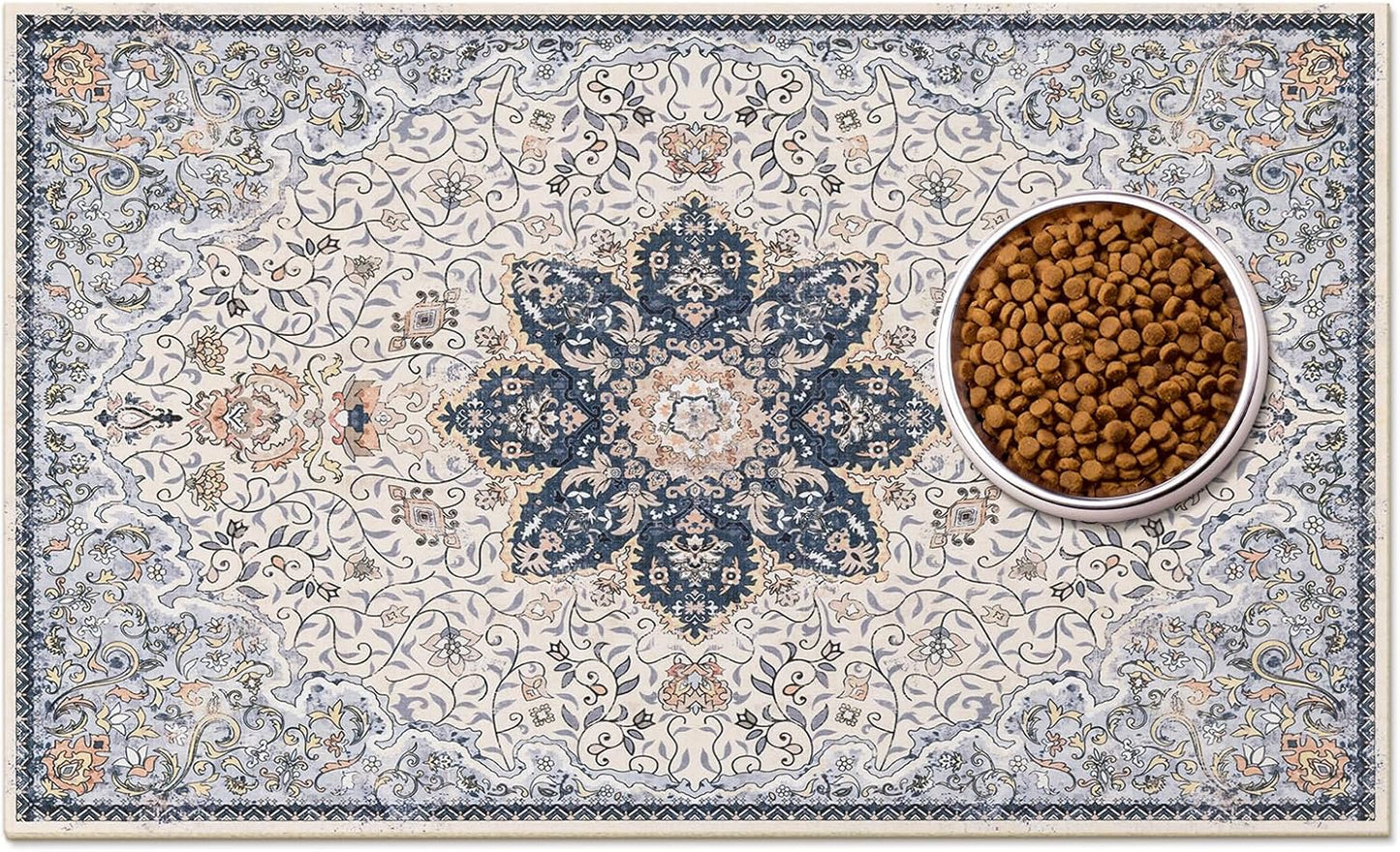 Washable Pet Bowl Mats Boho Non-Slip Feeding Mat