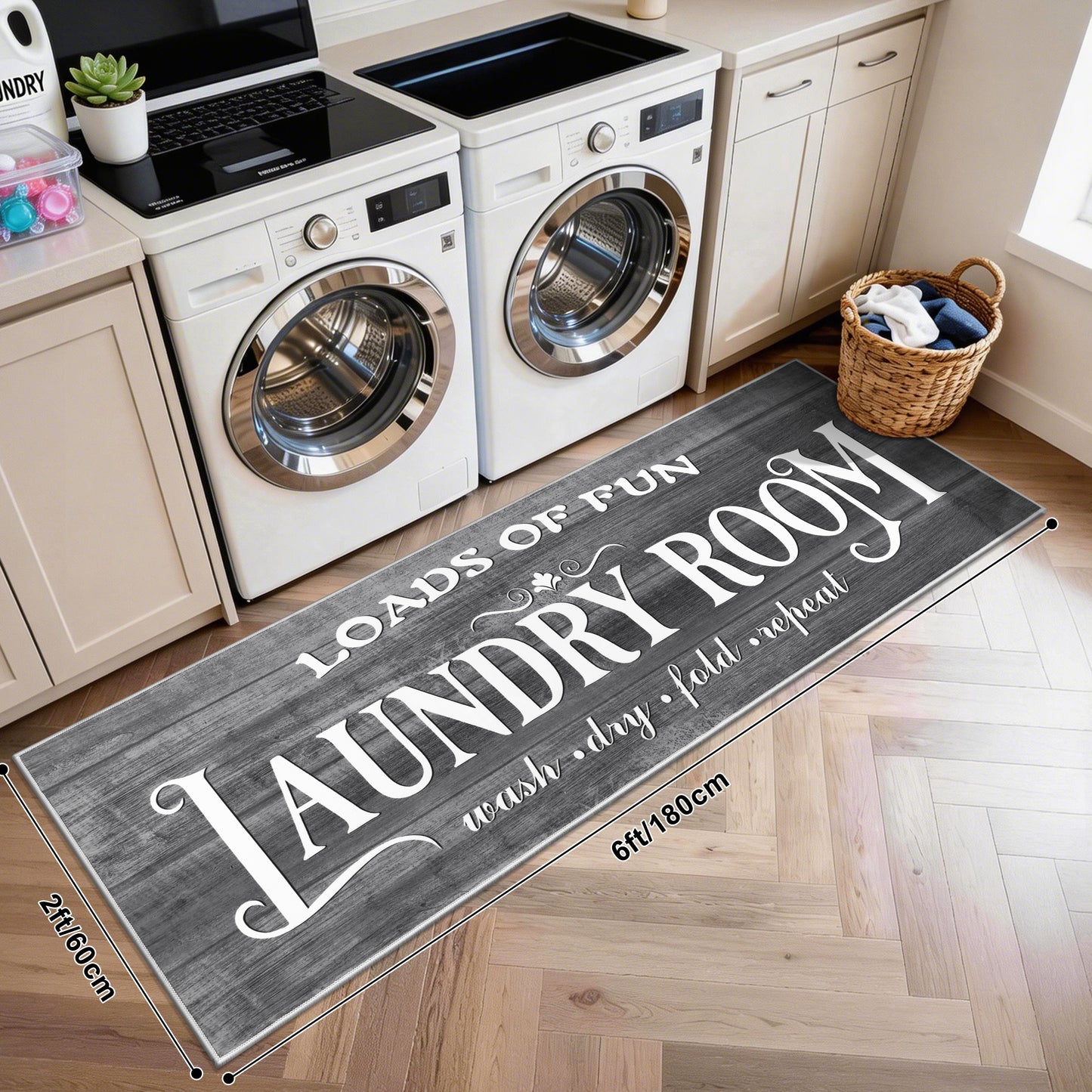 Laundry Room Rug 2'x6' Farmhouse Washable Non Slip Pet Friendly Laundry Floor Mat