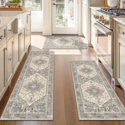 HEBE 3 Piece Non Slip Kitchen Rugs Set