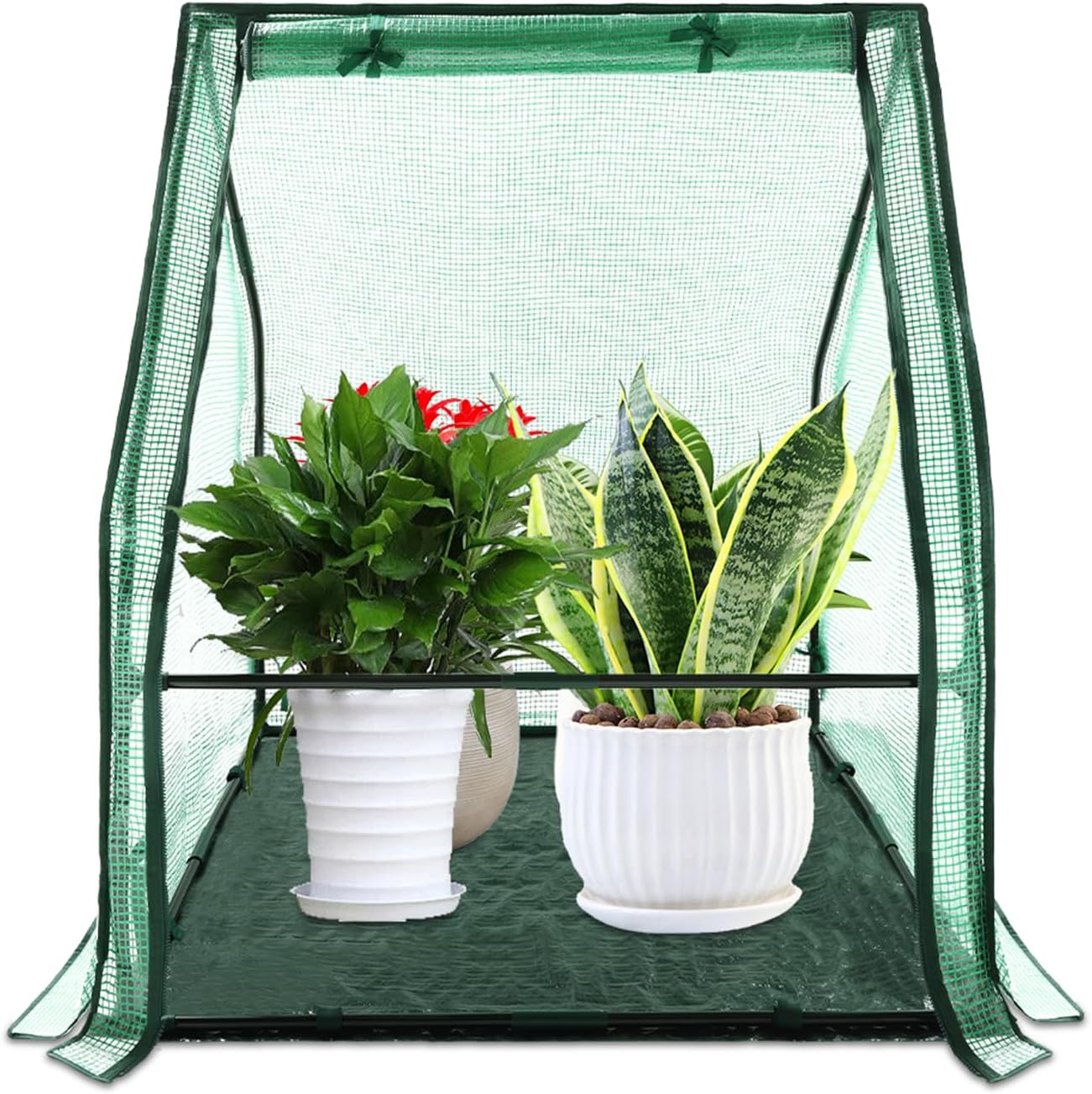 Portable Mini Greenhouse Small Green House with Waterproof Pad  Plant Cover Tent for Garden Small Plants Indoor Outdoor, Green PE
