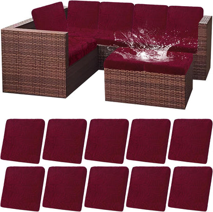 Outdoor Patio Cushion Covers Set of 10 Waterproof Stretch Seat Cushion Cover for Patio Furniture Clearance Outdoor Sofa Cushion Cover Replacement Couch Slipcovers Chair Seat Cover