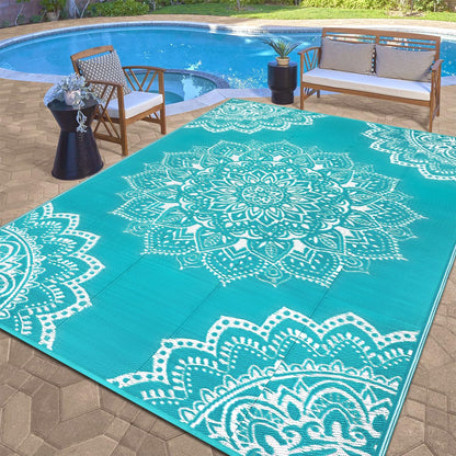 Waterproof Outdoor Rug, Reversible Plastic Straw Rug for Patio Clearance, Camping, RV Mat, Large Outside Rug Carpet for Porch, Deck, Backyard, Balcony, Picnic