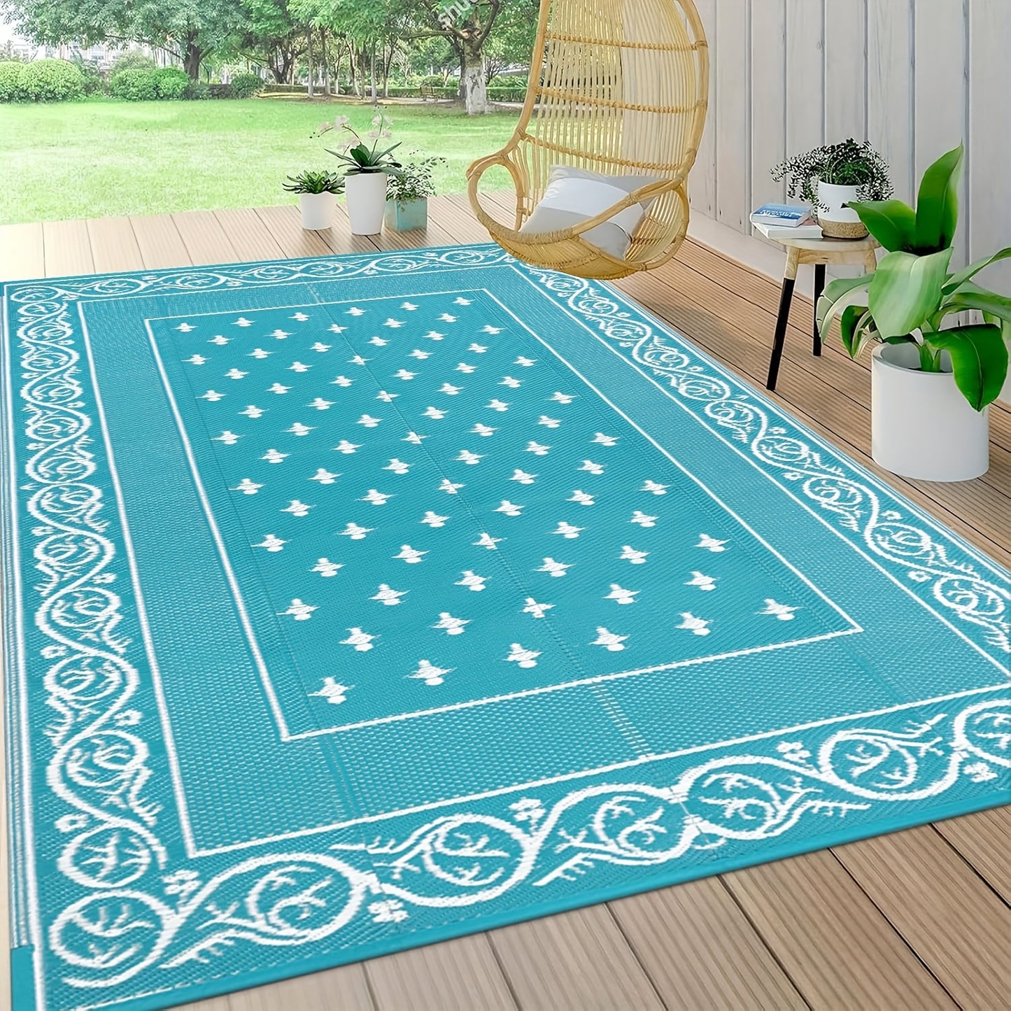 Waterproof Outdoor Rug, Reversible Outdoor Plastic Straw Rug, Large Outdoor Patio Rug, RV Mat Outside, Indoor Outdoor Rugs for Patio, RV, Balcony, Deck, Picnic, Backyard, Porch